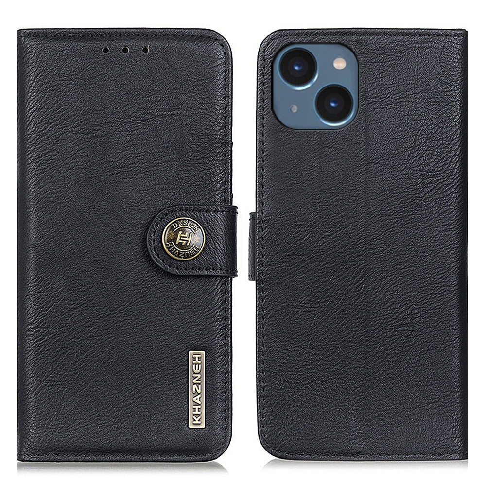 KHAZNEH Pro iPhone 15 Plus Hovězí kůže Textura Nárazuvzdorný kryt stojanu Kožená peněženka Pouzdro na telefon KHAZNEH Pro iPhone 15 Plus Hovězí kůže Textura Nárazuvzdorný kryt stojanu Kožená peněženka Pouzdro na telefon